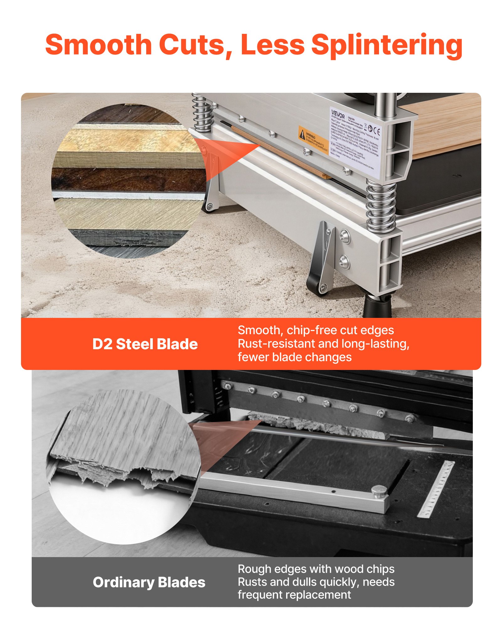 Cortadora de suelos de vinilo VEVOR de 13 pulgadas, cortadora de suelos laminados de 12 mm de grosor con ángulos ajustables de 15°/30°/45°, ruedas flexibles, mango telescópico, apta para ciertas maderas de ingeniería, LVT, VCT, SPC, LVP, WPC.