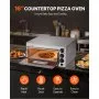 Horno de pizza comercial VEVOR de encimera, 16 pulgadas, de una sola capa, de acero inoxidable, eléctrico, con piedra y asa, multiusos para interiores, ideal para restaurantes, hogares y pretzels.