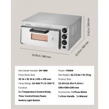 Horno de pizza de encimera comercial VEVOR Horno de pizza eléctrico para pizza de 16" para interiores