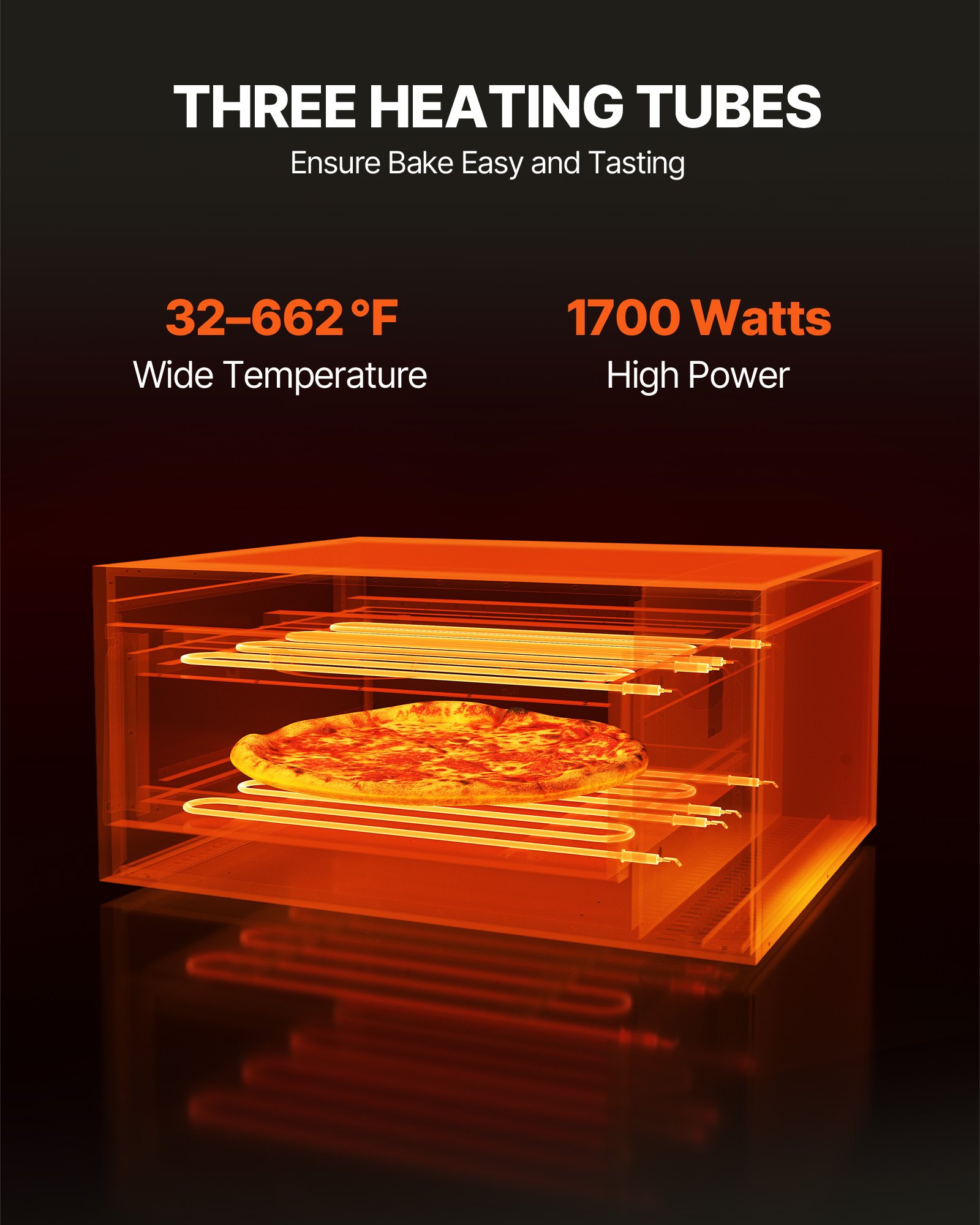 Horno de pizza comercial VEVOR de encimera, 16 pulgadas, de una sola capa, de acero inoxidable, eléctrico, con piedra y asa, multiusos para interiores, ideal para restaurantes, hogares y pretzels.