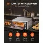 Horno de pizza comercial VEVOR de encimera, 14 pulgadas, de una sola capa, de acero inoxidable, eléctrico, con piedra y asa, multiusos para interiores, ideal para restaurantes, hogares y pretzels.
