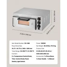 Horno de pizza de encimera comercial VEVOR Horno de pizza eléctrico para pizza de 14" para interiores