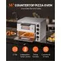 Horno de pizza comercial VEVOR de 14 pulgadas con doble capa, horno eléctrico de acero inoxidable con piedra y asa, máquina multiusos para pizza de interior, ideal para restaurantes, hogares y pretzels horneados.