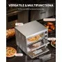 Horno de pizza comercial VEVOR de 16 pulgadas con dos niveles, horno eléctrico de acero inoxidable con piedra y asa, máquina multiusos para pizza de interior, ideal para restaurantes, hogares y pretzels horneados.