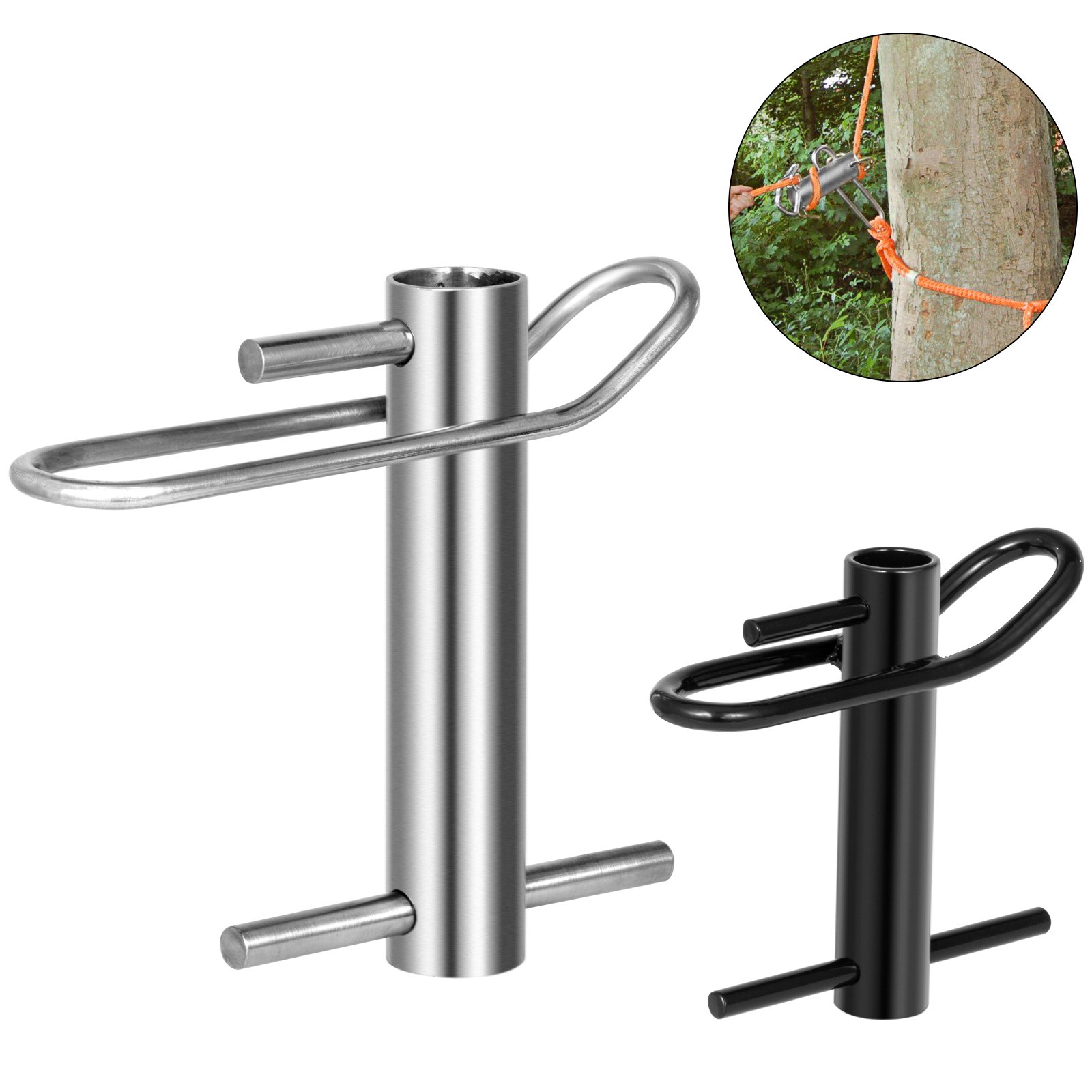 VEVOR Port A Wrap Eye Sling Notch, acero inoxidable Port A Wrap, Whoopie Sling Arborist 4409LBS Capacidad de peso, dispositivo de fricción para madereros