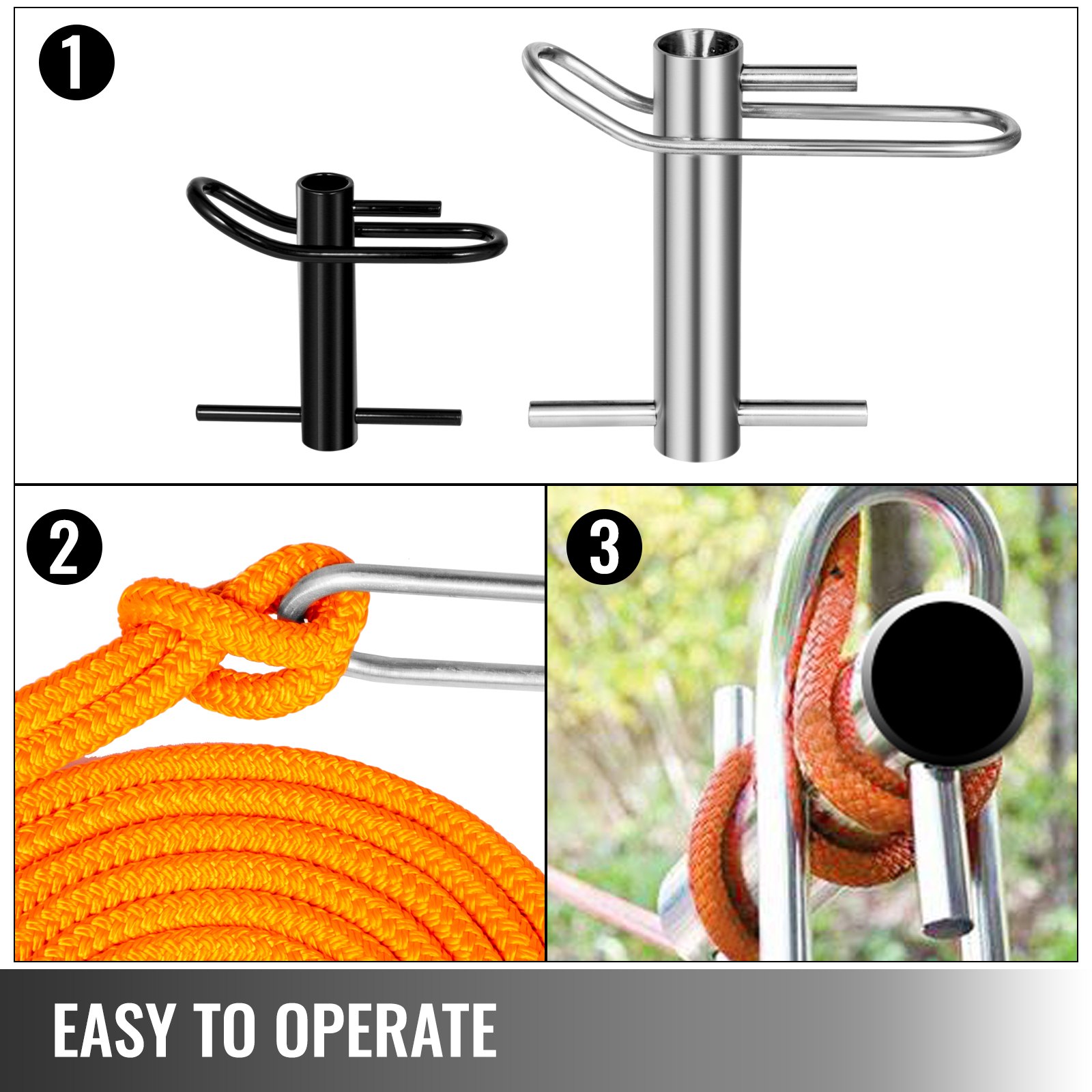 VEVOR Port A Wrap Eye Sling Notch, acero inoxidable Port A Wrap, Whoopie Sling Arborist 4409LBS Capacidad de peso, dispositivo de fricción para madereros