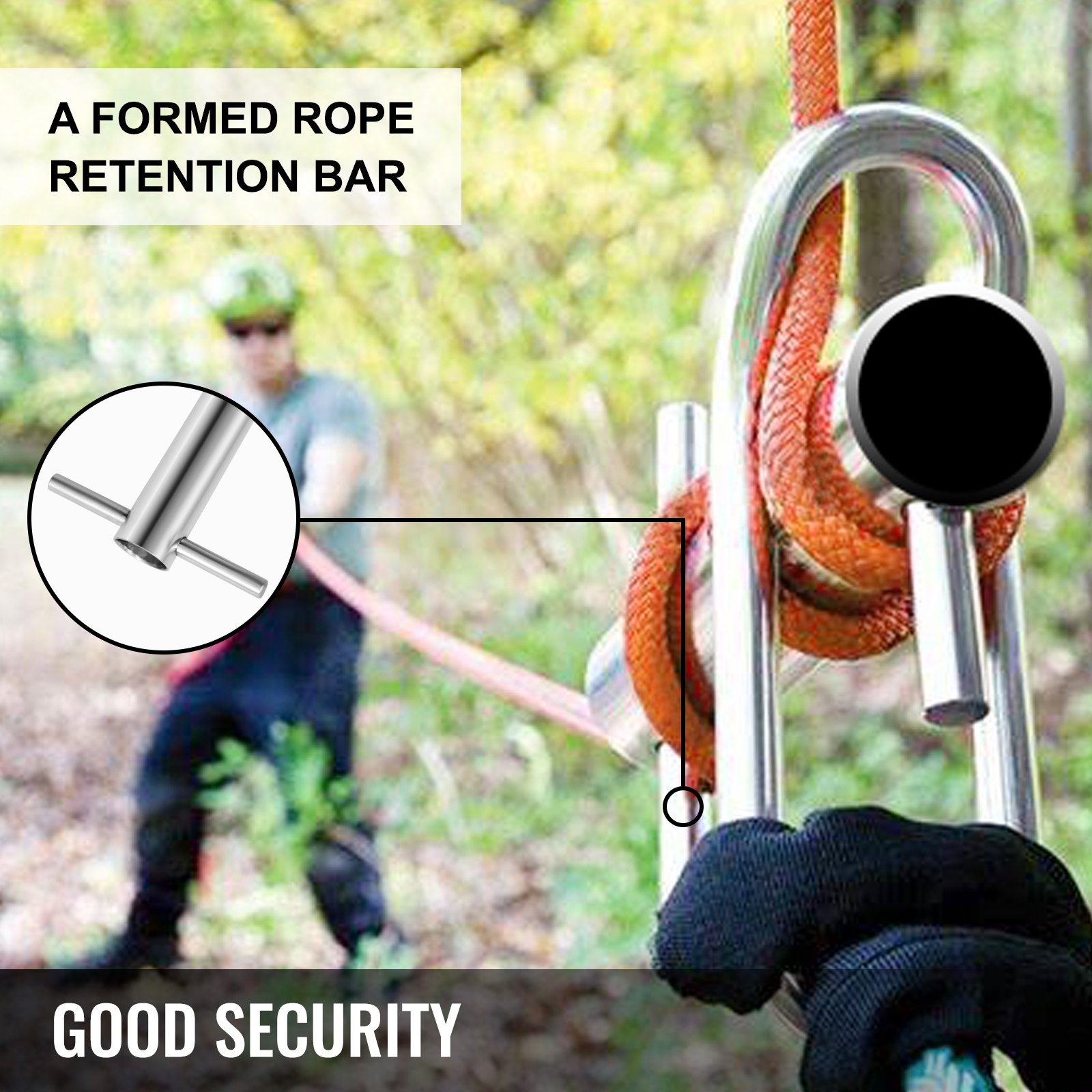 VEVOR Port A Wrap Eye Sling Notch, acero inoxidable Port A Wrap, Whoopie Sling Arborist 4409LBS Capacidad de peso, dispositivo de fricción para madereros
