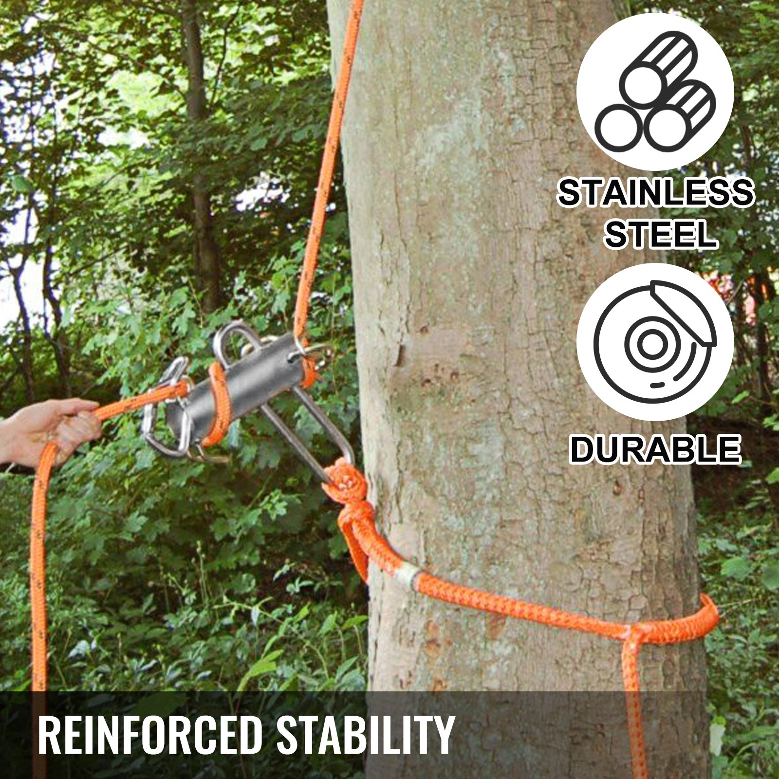 VEVOR Port A Wrap Eye Sling Notch, acero inoxidable Port A Wrap, Whoopie Sling Arborist 4409LBS Capacidad de peso, dispositivo de fricción para madereros