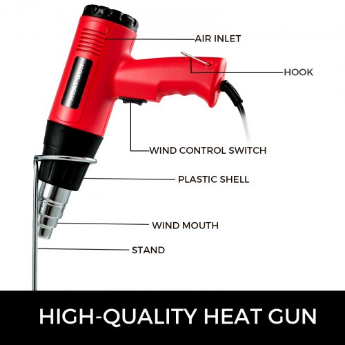 Sellador de envoltura retráctil VEVOR de 12 "? Máquina de envoltura retráctil i-bar de 450 W, sellador de envoltura con pistola de calor y traje de película retráctil para película de PVC POF
