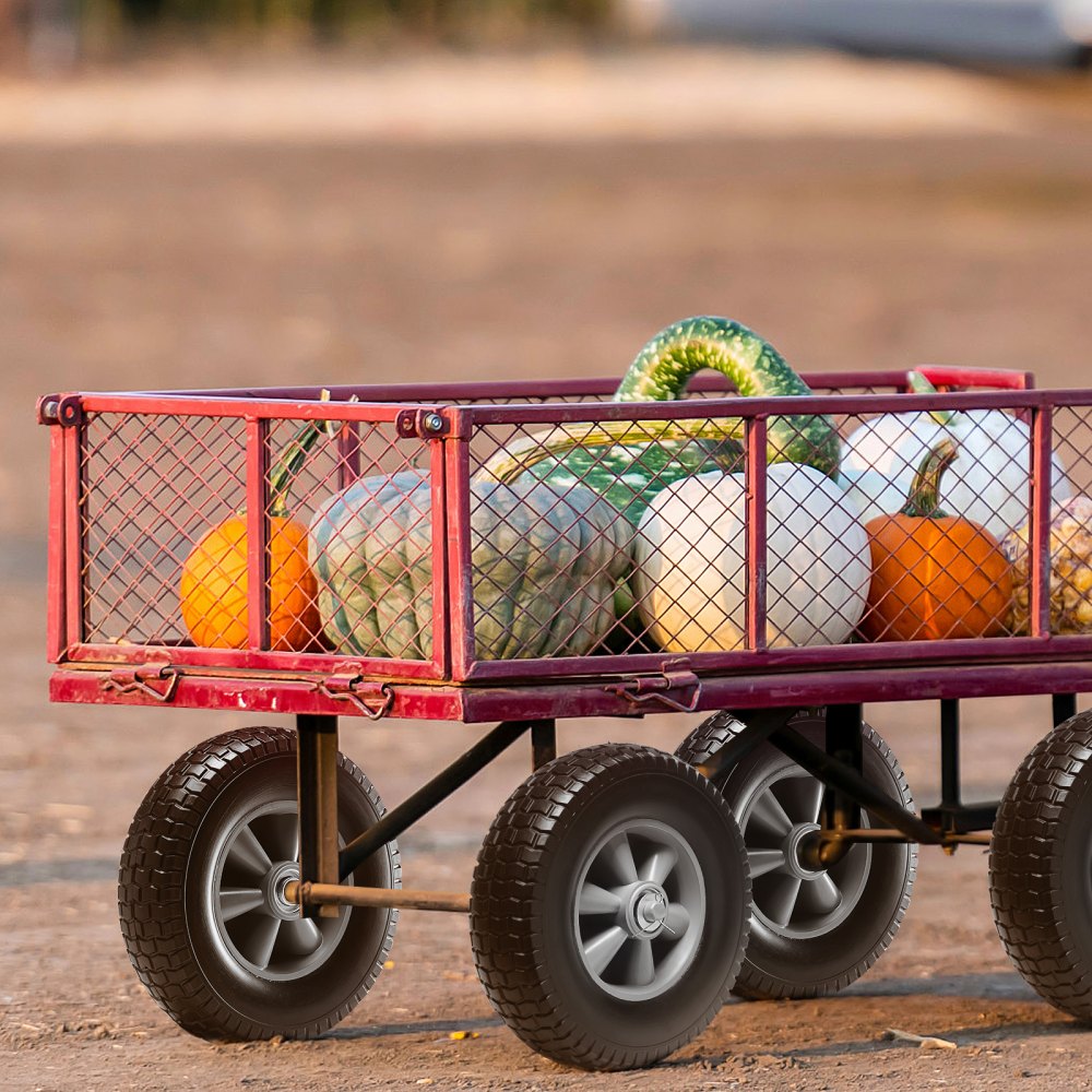VEVOR Rueda de neumático sólido de PU Run-Flat, 10", paquete de 2, carga dinámica de 180 libras, carga estática de 220 libras, neumáticos y ruedas sin cámara para carretilla de mano, carrito utilitari
