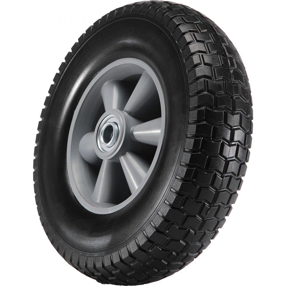 VEVOR Rueda de neumático sólido de PU Run-Flat, 10", paquete de 2, carga dinámica de 180 libras, carga estática de 220 libras, neumáticos y ruedas sin cámara para carretilla de mano, carrito utilitari