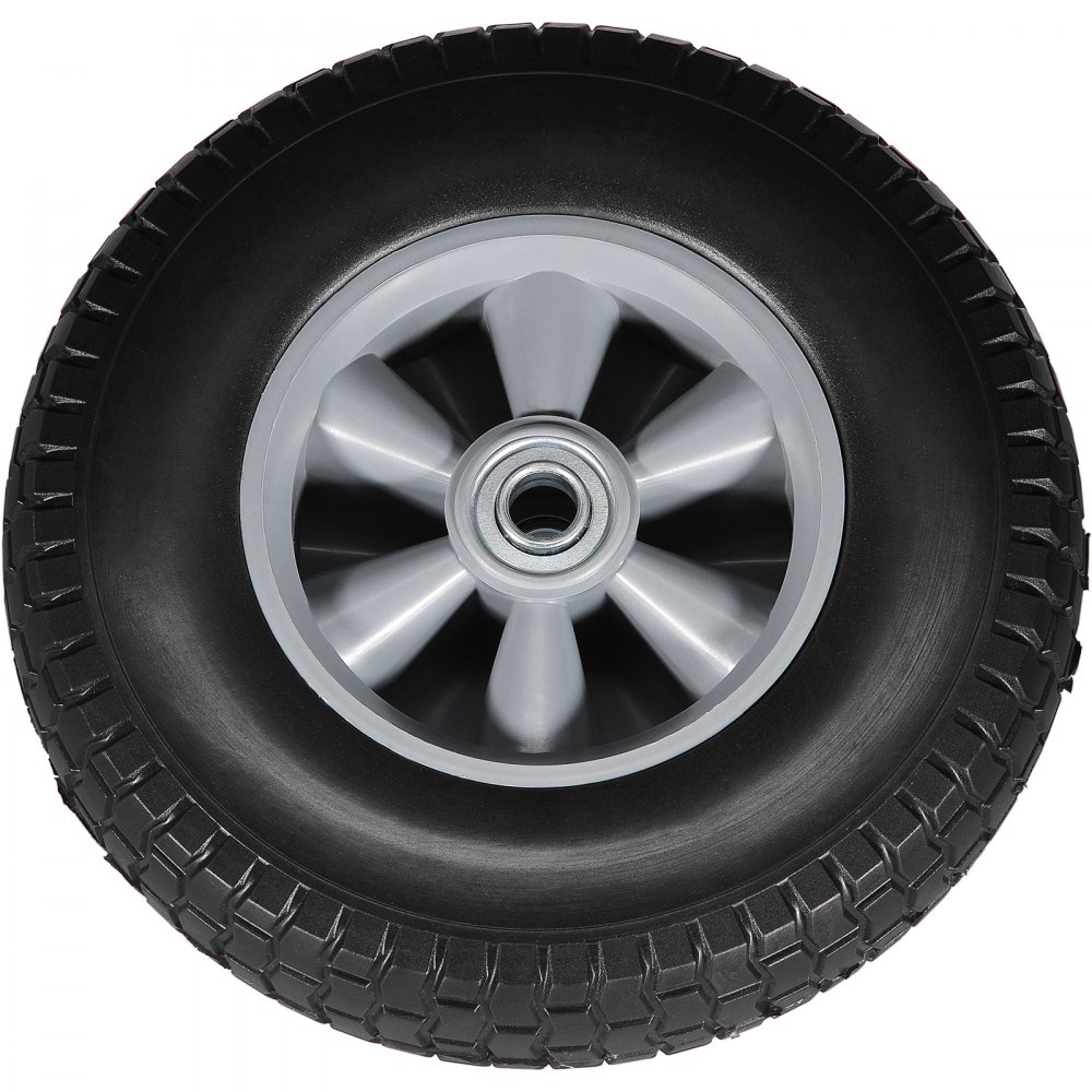 VEVOR Rueda de neumático sólido de PU Run-Flat, 10", paquete de 2, carga dinámica de 180 libras, carga estática de 220 libras, neumáticos y ruedas sin cámara para carretilla de mano, carrito utilitari