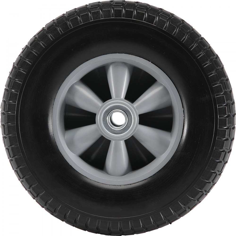VEVOR Rueda de neumático sólido de PU Run-Flat, 10", paquete de 2, carga dinámica de 180 libras, carga estática de 220 libras, neumáticos y ruedas sin cámara para carretilla de mano, carrito utilitari