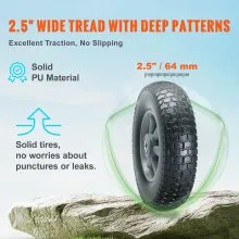 VEVOR Rueda de neumático sólido de PU Run-Flat, 10", paquete de 2, carga dinámica de 180 libras, carga estática de 220 libras, neumáticos y ruedas sin cámara para carretilla de mano, carrito utilitari