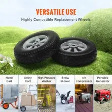 VEVOR Rueda de neumático sólido de PU Run-Flat, 10", paquete de 2, carga dinámica de 180 libras, carga estática de 220 libras, neumáticos y ruedas sin cámara para carretilla de mano, carrito utilitari