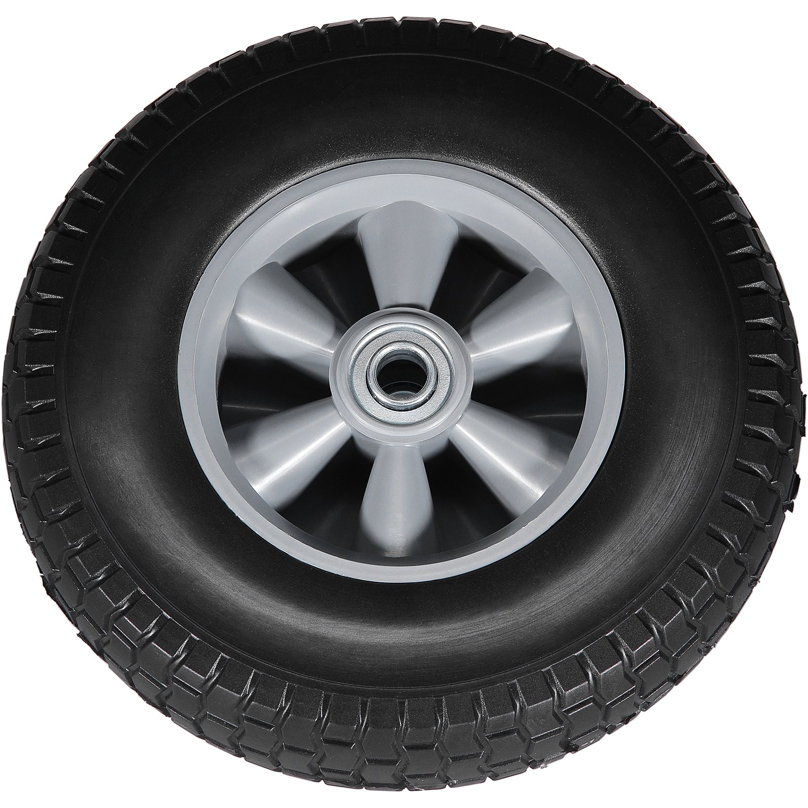 VEVOR Rueda de neumático sólido de PU Run-Flat, 10", paquete de 2, carga dinámica de 180 libras, carga estática de 220 libras, neumáticos y ruedas sin cámara para carretilla de mano, carrito utilitari