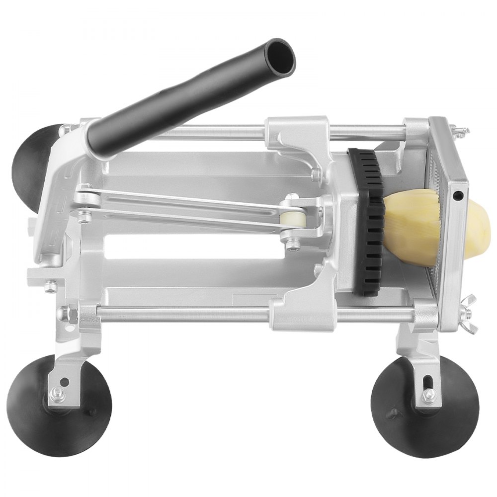 VEVOR Cortadora de verduras comercial, cortadora de frutas de 3/8 pulgadas, máquina cortadora de verduras de acero inoxidable y aleación de aluminio, cortadora manual con pies antideslizantes, para rábanos, cebollas, patatas, limones