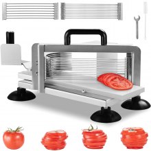 Cortadora de tomates comercial VEVOR, cortadora de tomates de 1/4"+3/8"+3/16", máquina cortadora de tomates resistente de acero inoxidable, cortadora de tomates manual con patas antideslizantes, para cortar tomates, pepinos y plátanos