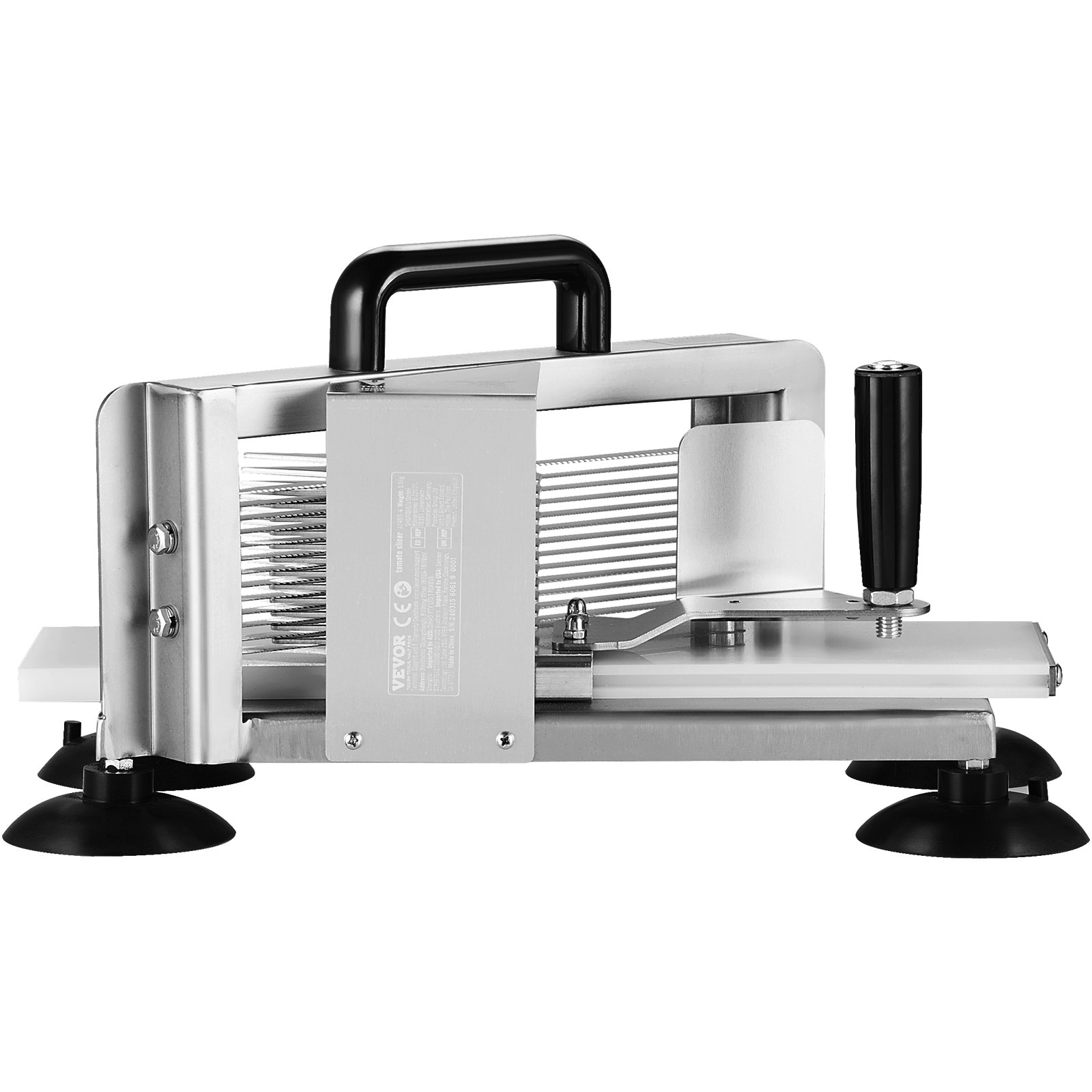 Cortadora de tomates comercial VEVOR de 1/4" + 3/8" + 3/16", de acero inoxidable, resistente, manual con base antideslizante, para cortar tomates, pepinos y plátanos.