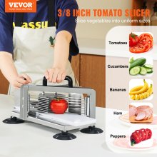 VEVOR Cortadora de tomates comercial, cortadora de tomates de 3/8 pulgadas, máquina cortadora de tomates resistente de acero inoxidable, cortadora de tomates manual con patas antideslizantes, para cortar tomates, pepinos y plátanos