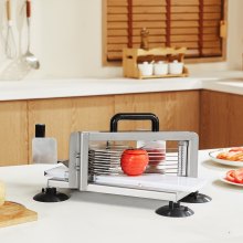 VEVOR Cortadora de tomates comercial, cortadora de tomates de 3/8 pulgadas, máquina cortadora de tomates resistente de acero inoxidable, cortadora de tomates manual con patas antideslizantes, para cortar tomates, pepinos y plátanos