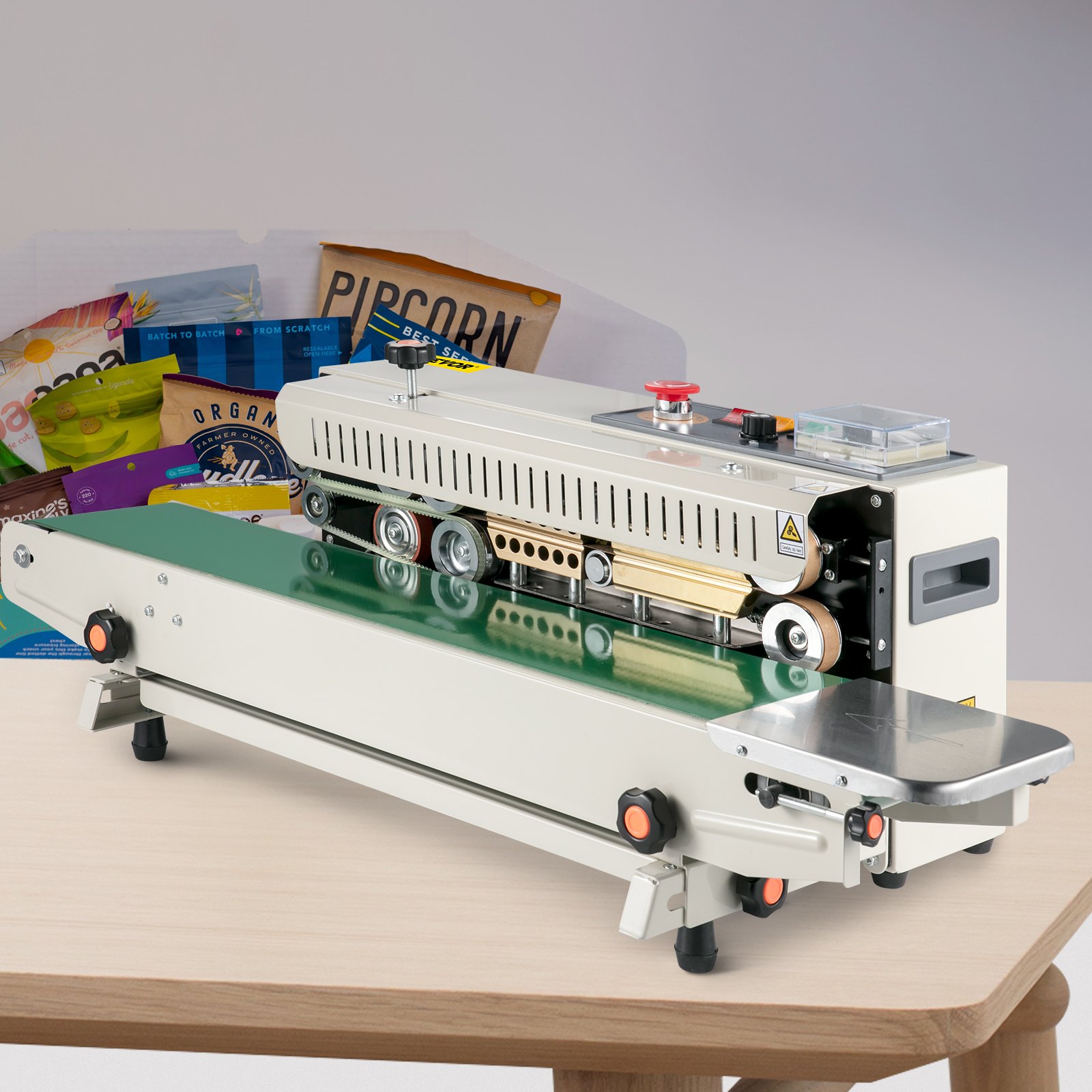 Sellador de banda continua VEVOR FR-770, sellador de banda automático con control de temperatura digital, (horizontal)