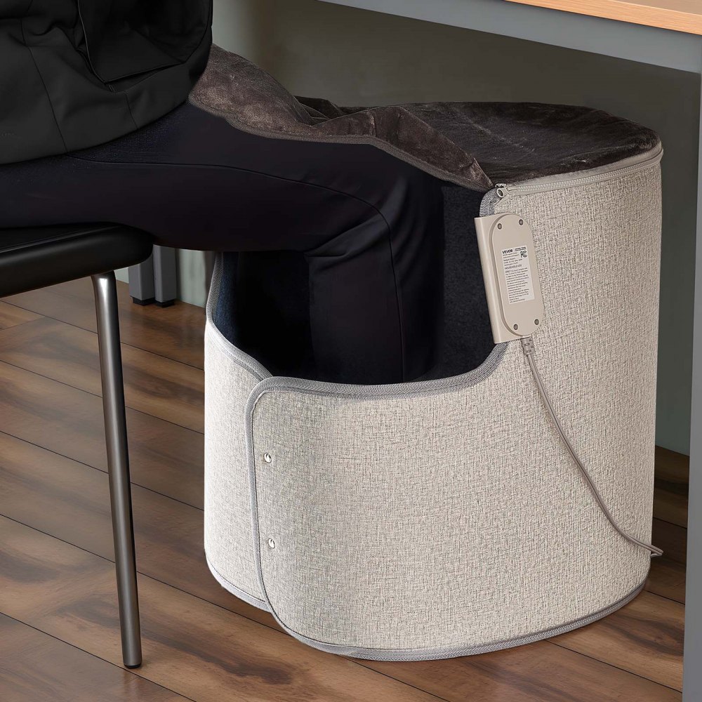 VEVOR - Calefactor portátil para debajo del escritorio, enrollable, para casa y oficina, con temporizador y seguro, silencioso para piernas y tobillos, con control táctil y remoto, almohadilla eléctrica redonda y protección contra sobrecalentamiento.