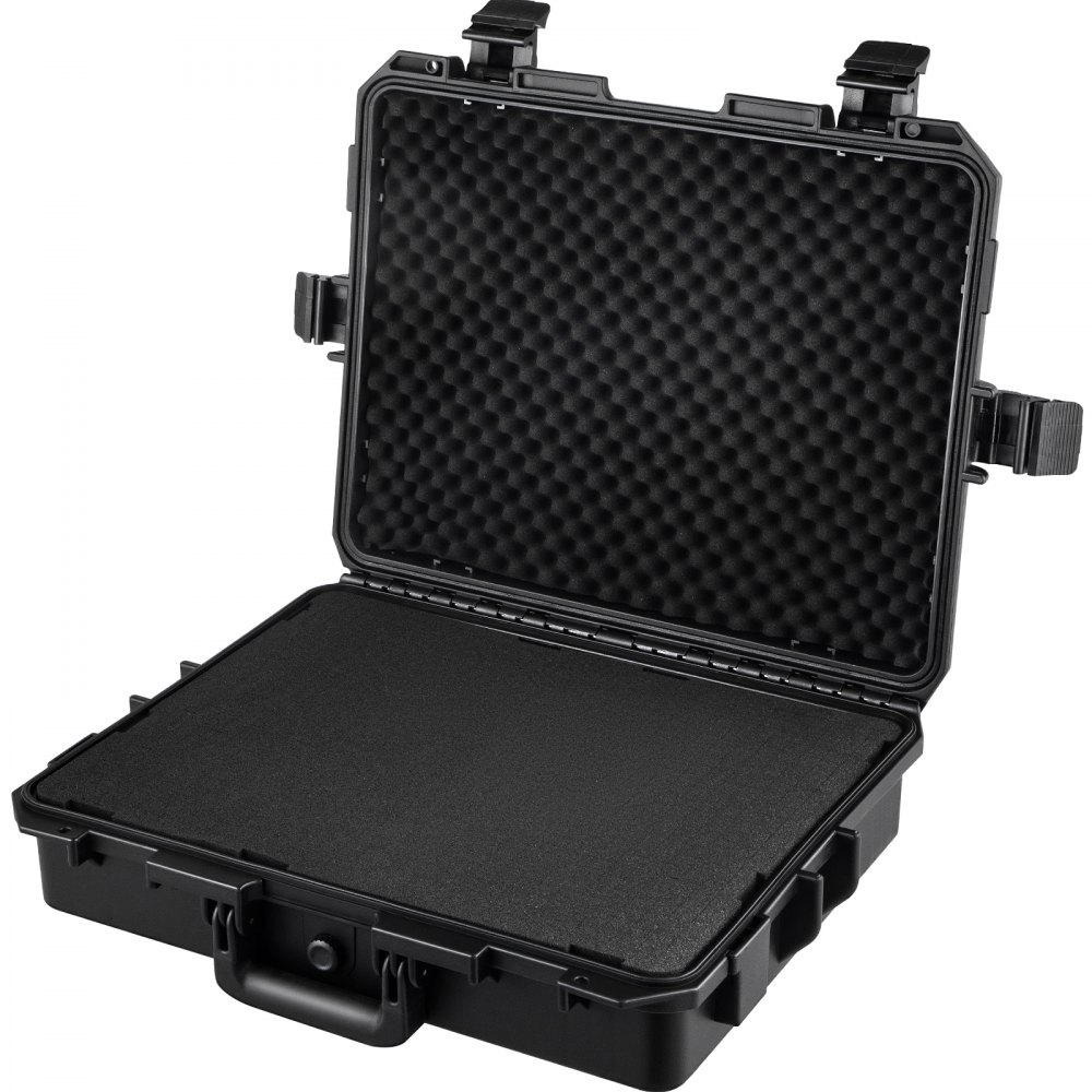 Estuche rígido impermeable VEVOR, 20 x 16 x 5 pulgadas, con espuma personalizable, estuche rígido protector portátil para cámara, a prueba de golpes para computadora portátil, pistola, cámara y más, negro