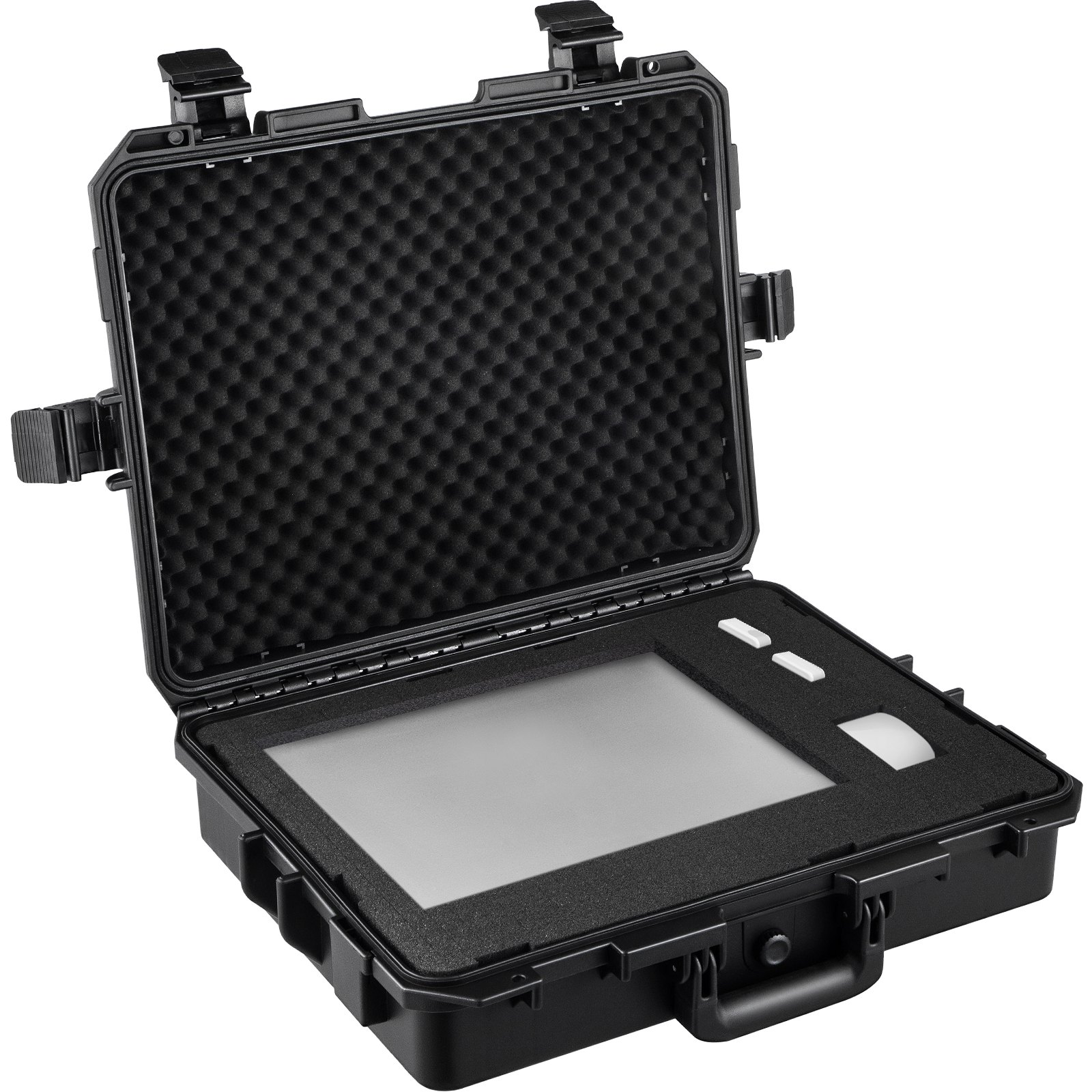 Estuche rígido impermeable VEVOR, 20 x 16 x 5 pulgadas, con espuma personalizable, estuche rígido protector portátil para cámara, a prueba de golpes para computadora portátil, pistola, cámara y más, negro