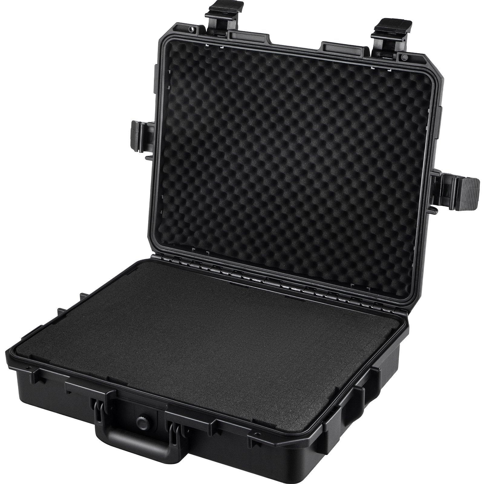 Estuche rígido impermeable VEVOR, 20 x 16 x 5 pulgadas, con espuma personalizable, estuche rígido protector portátil para cámara, a prueba de golpes para computadora portátil, pistola, cámara y más, negro