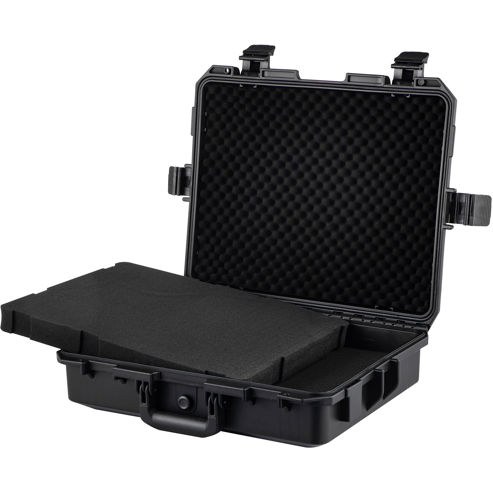 Estuche rígido impermeable VEVOR, 20 x 16 x 5 pulgadas, con espuma personalizable, estuche rígido protector portátil para cámara, a prueba de golpes para computadora portátil, pistola, cámara y más, negro