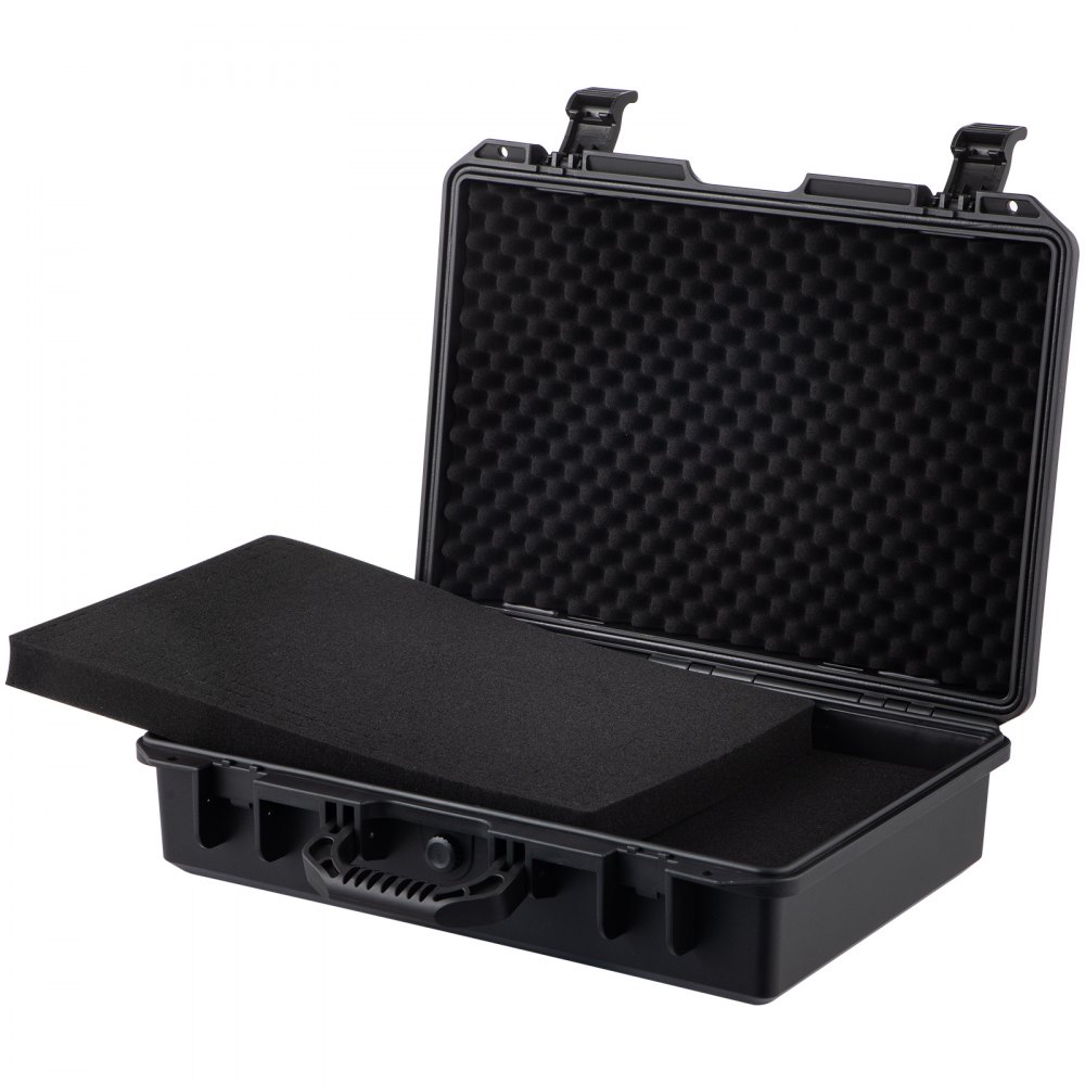 VEVOR Estuche rígido impermeable, 19 x 14 x 5 pulgadas, con espuma personalizable, estuche rígido protector portátil para cámara, a prueba de golpes para computadora portátil, pistola, cámara y más, negro