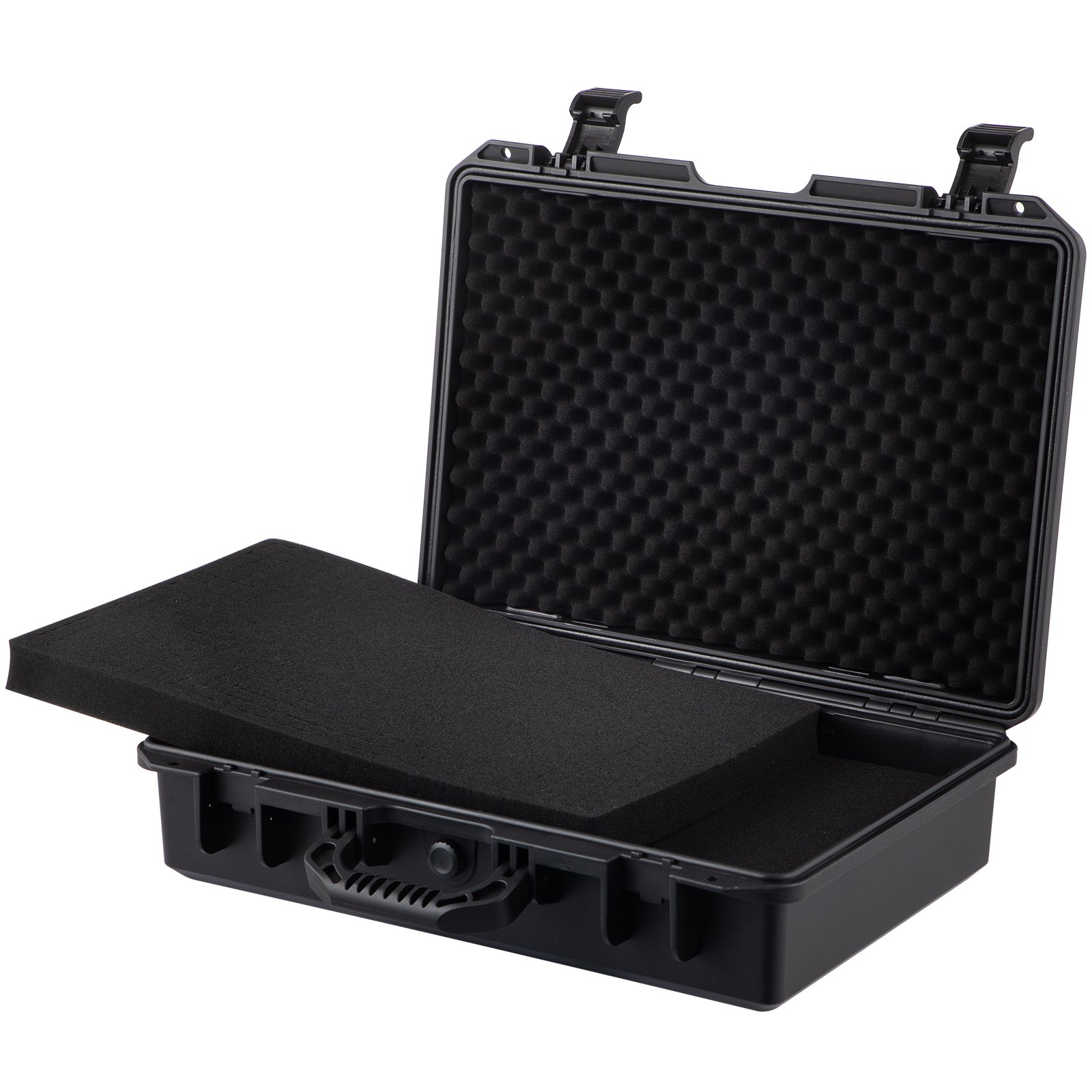 VEVOR Estuche rígido impermeable, 19 x 14 x 5 pulgadas, con espuma personalizable, estuche rígido protector portátil para cámara, a prueba de golpes para computadora portátil, pistola, cámara y más, negro
