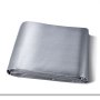 Lona VEVOR gris plegada sobre fondo blanco, que muestra su material duradero y almacenamiento compacto.