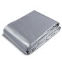 Lona impermeable VEVOR plateada plegada con bordes reforzados para protección exterior. Duradera y resistente a la intemperie.