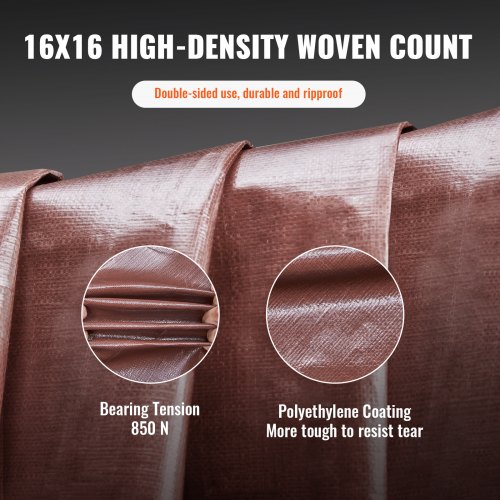 Lona Ultra Resistente 16x16 Pies - 16 Mil De Grosor, Impermeable, Con Ojales Cada 18 Pulgadas, Reversible Plateado/negro
