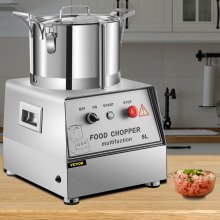 VEVOR 110V Procesador de alimentos comercial 5L Capacidad 550W Cortador de alimentos eléctrico 1400RPM Procesador de alimentos de acero inoxidable Perfecto para verduras Frutas Granos Maní Jengibre Ajo