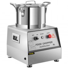 VEVOR 110V Procesador de alimentos comercial 5L Capacidad 550W Cortador de alimentos eléctrico 1400RPM Procesador de alimentos de acero inoxidable Perfecto para verduras Frutas Granos Maní Jengibre Ajo