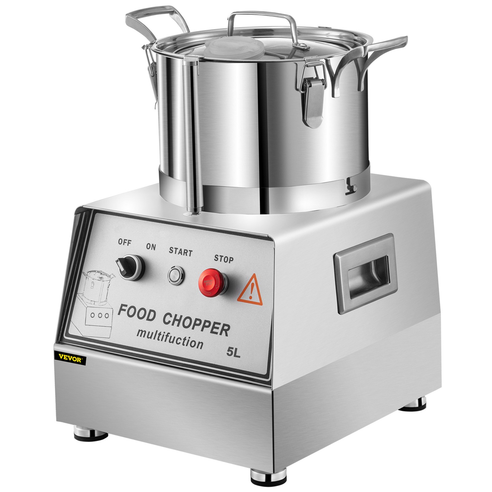 Procesador de alimentos comercial VEVOR de 110 V, capacidad de 5 L, cortador eléctrico de alimentos de 550 W, 1400 RPM, procesador de alimentos de acero inoxidable, perfecto para verduras, frutas, granos, cacahuetes, jengibre y ajo.