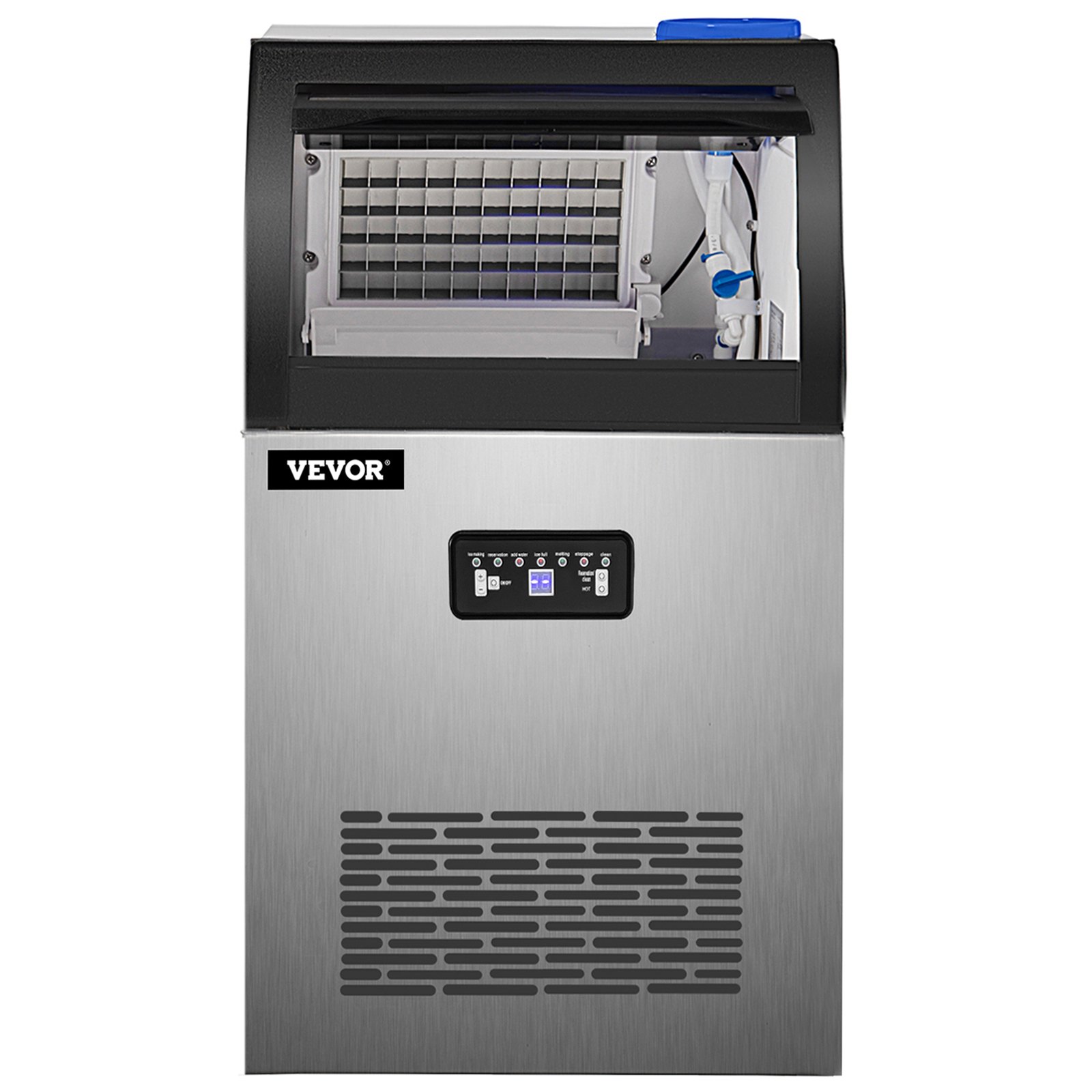 VEVOR Maquina De Hielo Fabricador De Hielo Máquina para hacer hielo comercial máquina de hielo de acero inoxidable de 120 LBS/24H con almacenamiento