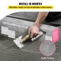 Instalación manual del bordillo de ducha VEVOR con mortero, mostrando la adherencia de las baldosas y una superficie esponjosa en primer plano.
