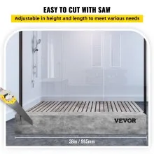 Bordillo de ducha VEVOR, 38 x 4 x 6 pulgadas, borde de espuma XPS impermeable cortable, cubierta con membrana impermeable de PE, listo para colocar azulejos con mortero de capa delgada, perfecto para decoración de baño