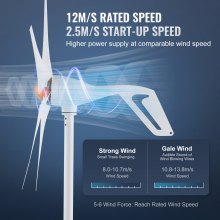 Generador de turbina eólica VEVOR de 500 W, kit de turbina eólica de 12 V, generador de energía eólica de 5 aspas con controlador MPPT, dirección de barlovento ajustable y velocidad de viento inicial de 2,5 m/s, adecuado para el hogar, la granja, los vehículos recreativos y los barcos