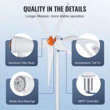 Generador de turbina eólica VEVOR de 500 W, kit de turbina eólica de 12 V, generador de energía eólica de 5 aspas con controlador MPPT, dirección de barlovento ajustable y velocidad de viento inicial de 2,5 m/s, adecuado para el hogar, la granja, los vehículos recreativos y los barcos