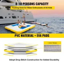 VEVOR Plataforma Inflable Flotante 3 x 3 m Plataforma Hinchable con 2 Bombas