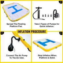 VEVOR Plataforma Inflable Flotante 3 x 3 m Plataforma Hinchable con 2 Bombas