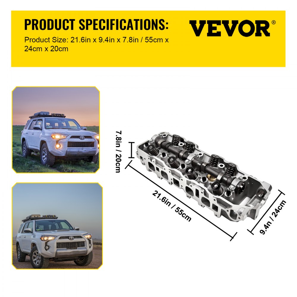 Juego completo de culatas de motor VEVOR para Toyota 4Runner 1985-1995, Celica 1995, Helix Pickup 1985-1995 2.4 SOHC 22R 22RE 22REC