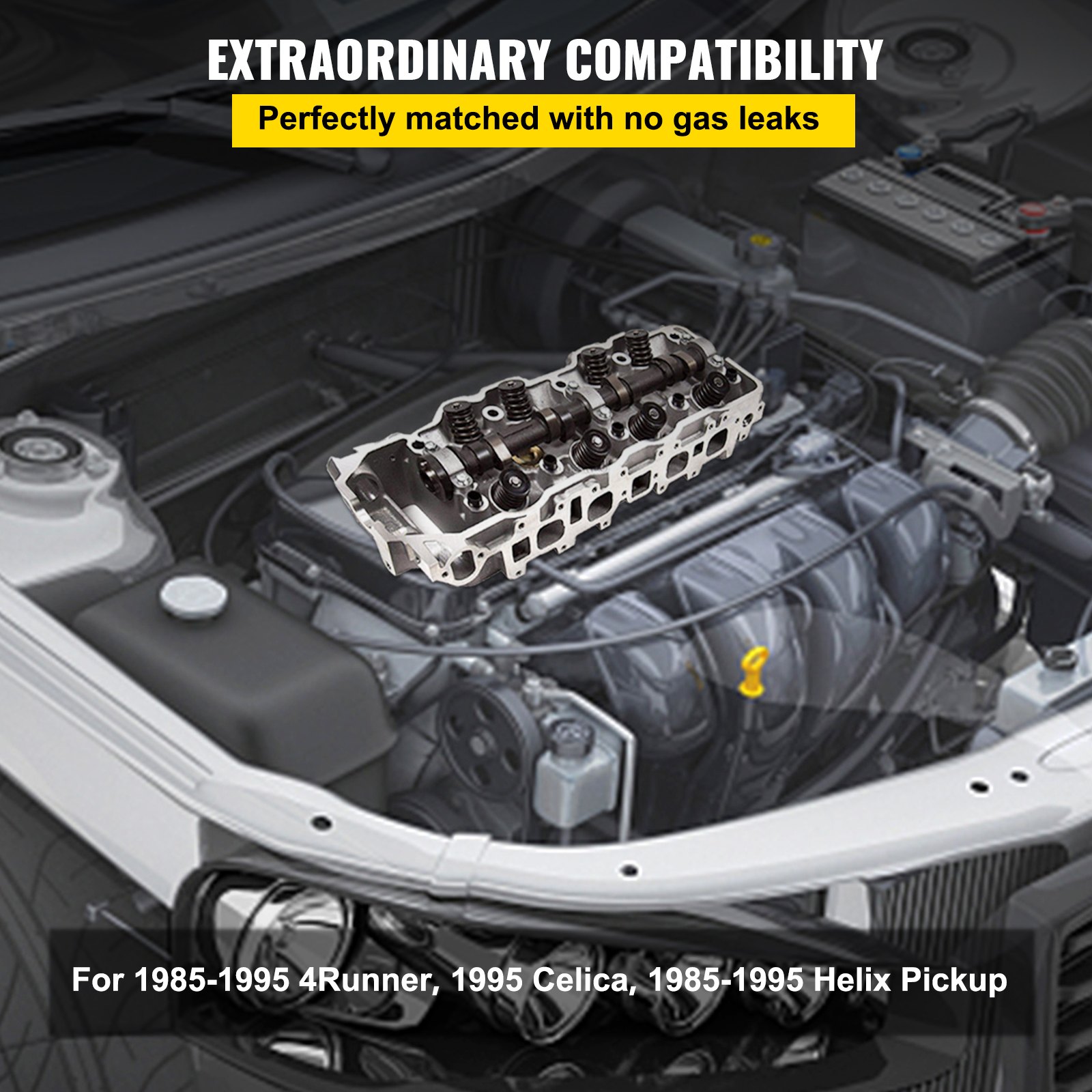 Juego completo de culatas de motor VEVOR para Toyota 4Runner 1985-1995, Celica 1995, Helix Pickup 1985-1995 2.4 SOHC 22R 22RE 22REC