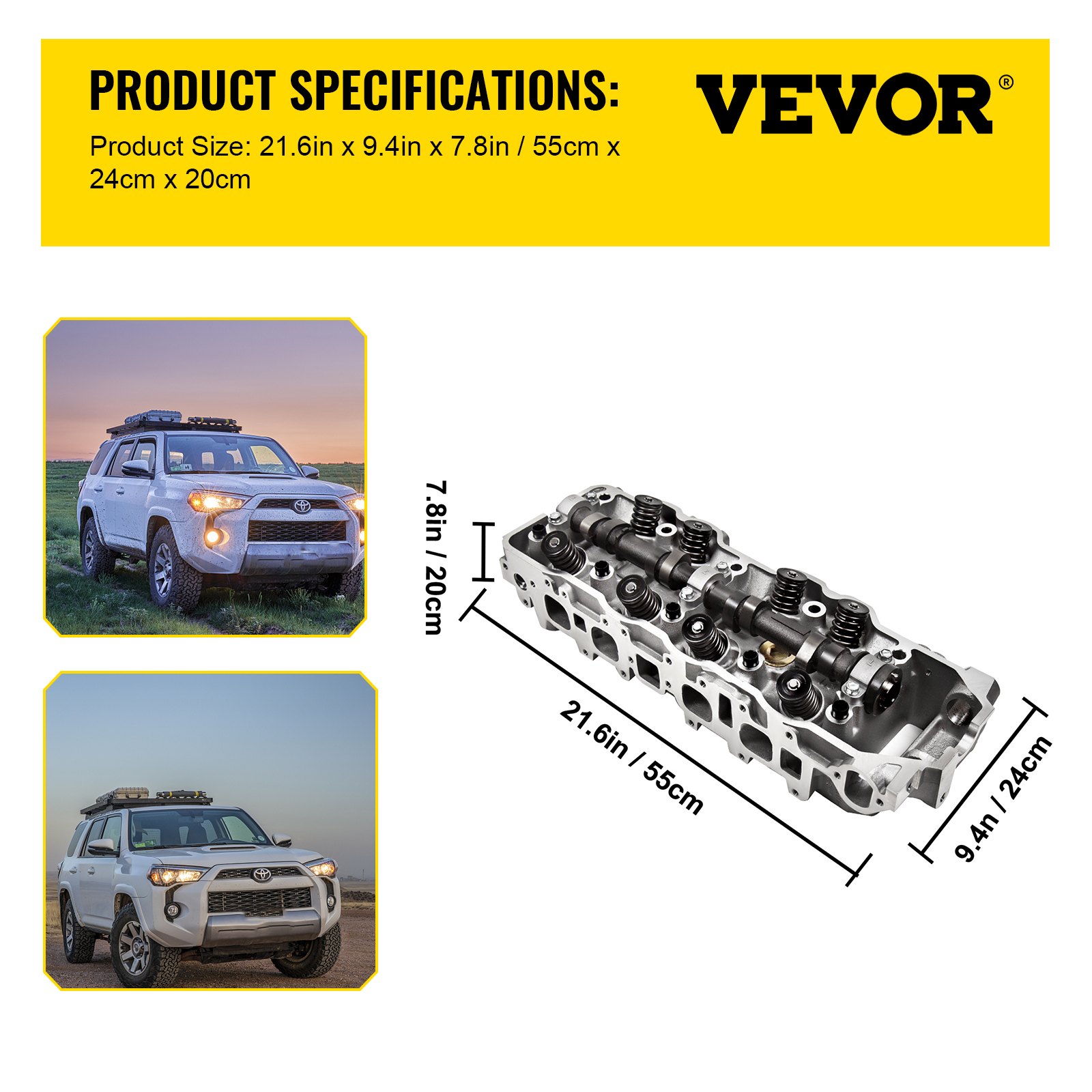 Juego completo de culatas de motor VEVOR para Toyota 4Runner 1985-1995, Celica 1995, Helix Pickup 1985-1995 2.4 SOHC 22R 22RE 22REC