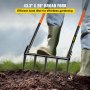 VEVOR Horca de Jardinería con 5 Dientes de Acero 25 cm, Horca Aireadora de Doble Mango Fibra de Vidrio 110 x 50 cm, Horquilla Timón Manual Aireador Césped para Desyerbar Cosechar Zanahorias Tubérculos